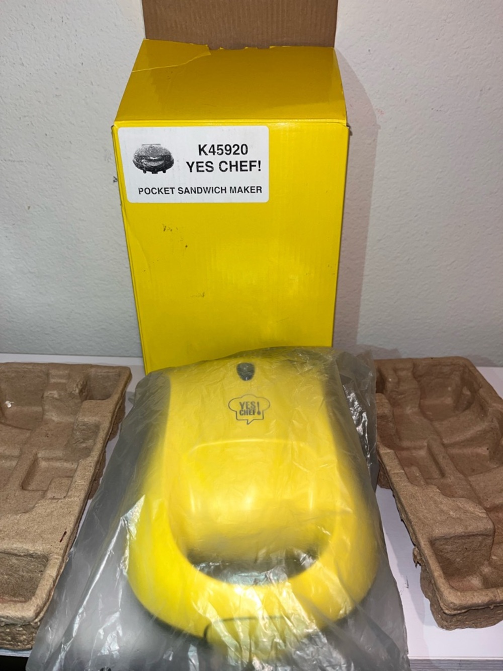 New Yes Chef! Mini EXPRESS POCKET SANDWICH MAKER Nonstick yellow